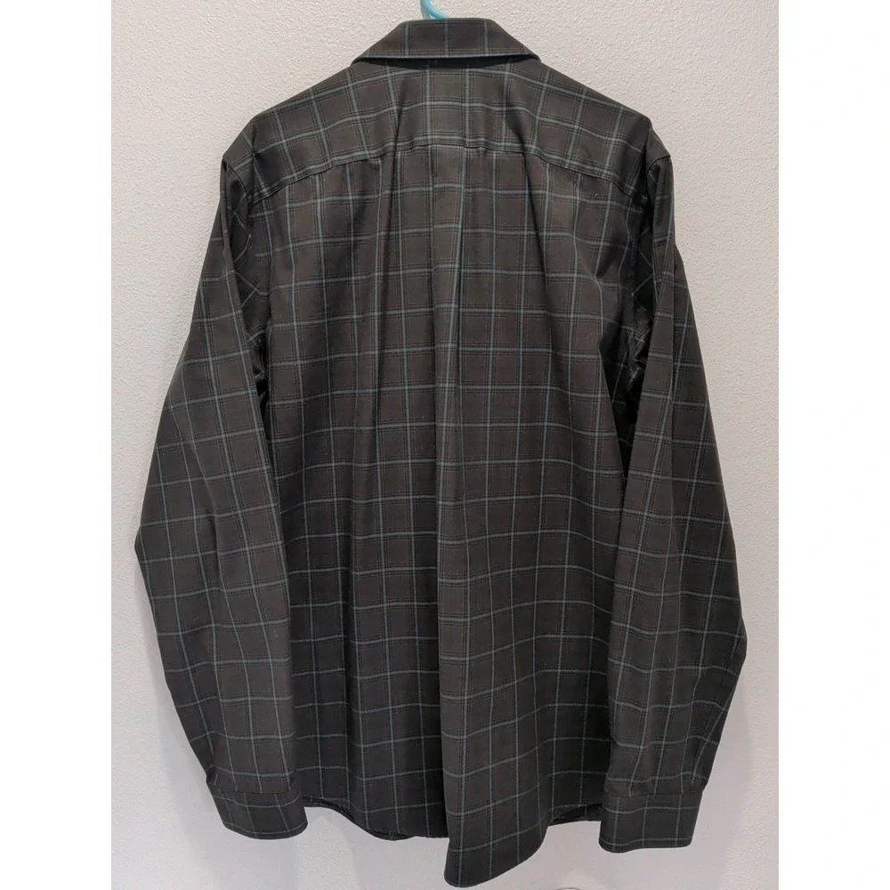 Eddie Bauer Men's Long Sleeve Plaid Button Down Shirt Size XLT Green